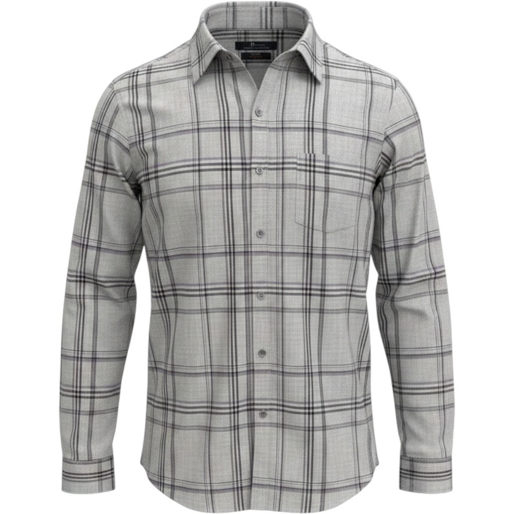 Marc Anthony Button Down Shirt Mens M Grey Excellent Slim Fit Stretch Plaid